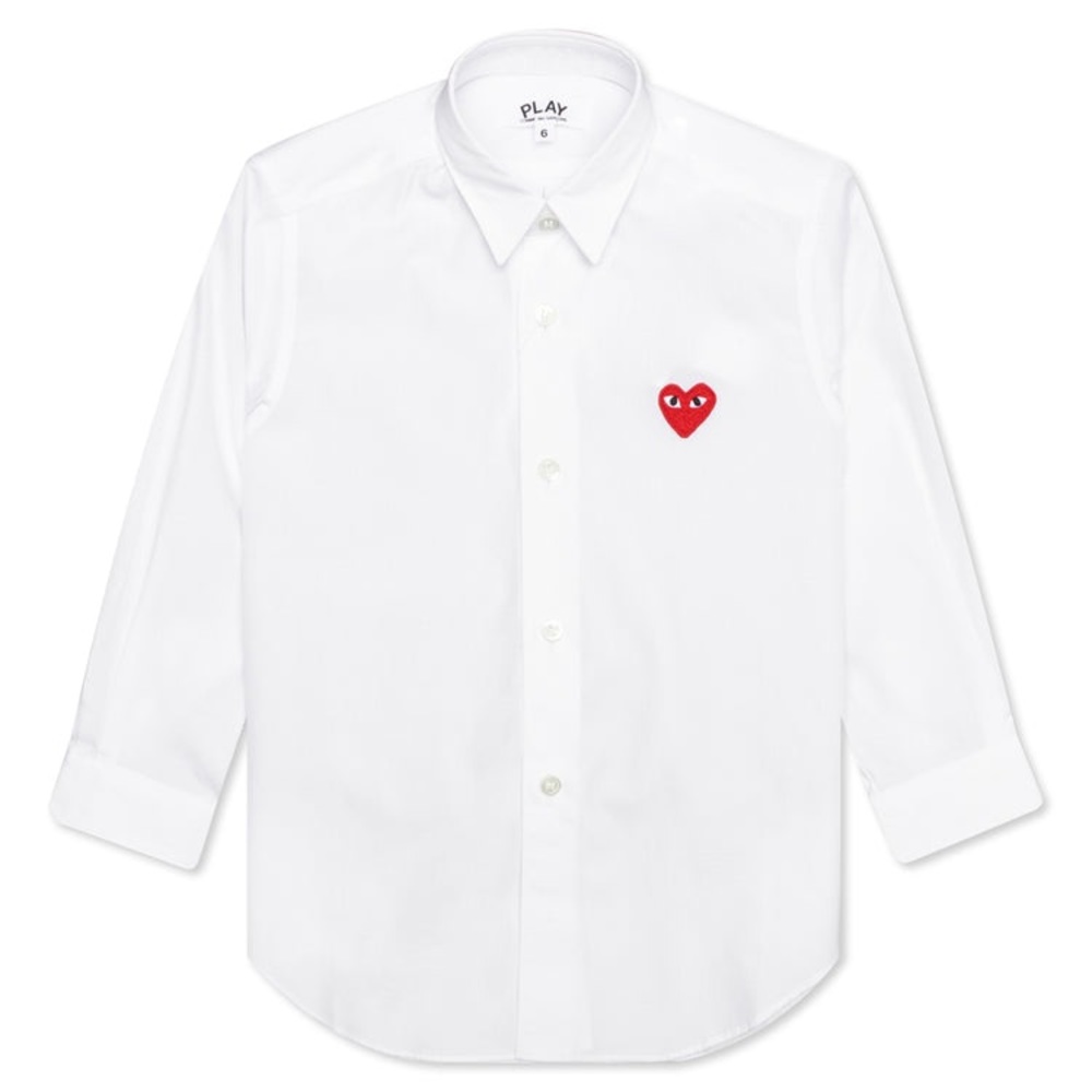 COMME DES GARCONS PLAY BUTTON UP SHIRT - WHITE
COMME DES GARCONS PLAY